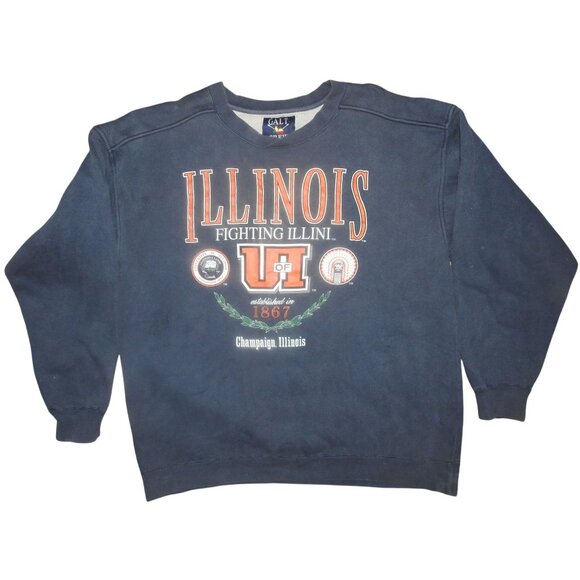 Vintage 90s University Illinois Illini Galt Crew Heavy Pullover Sweatshirt XL - Picture 1 of 7